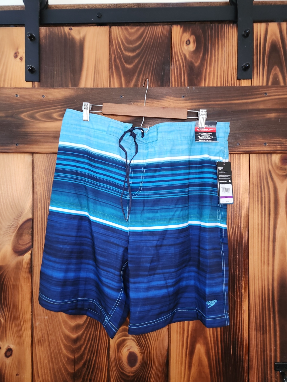 Speedo Men’s Blue Ombre Striped Board Shorts